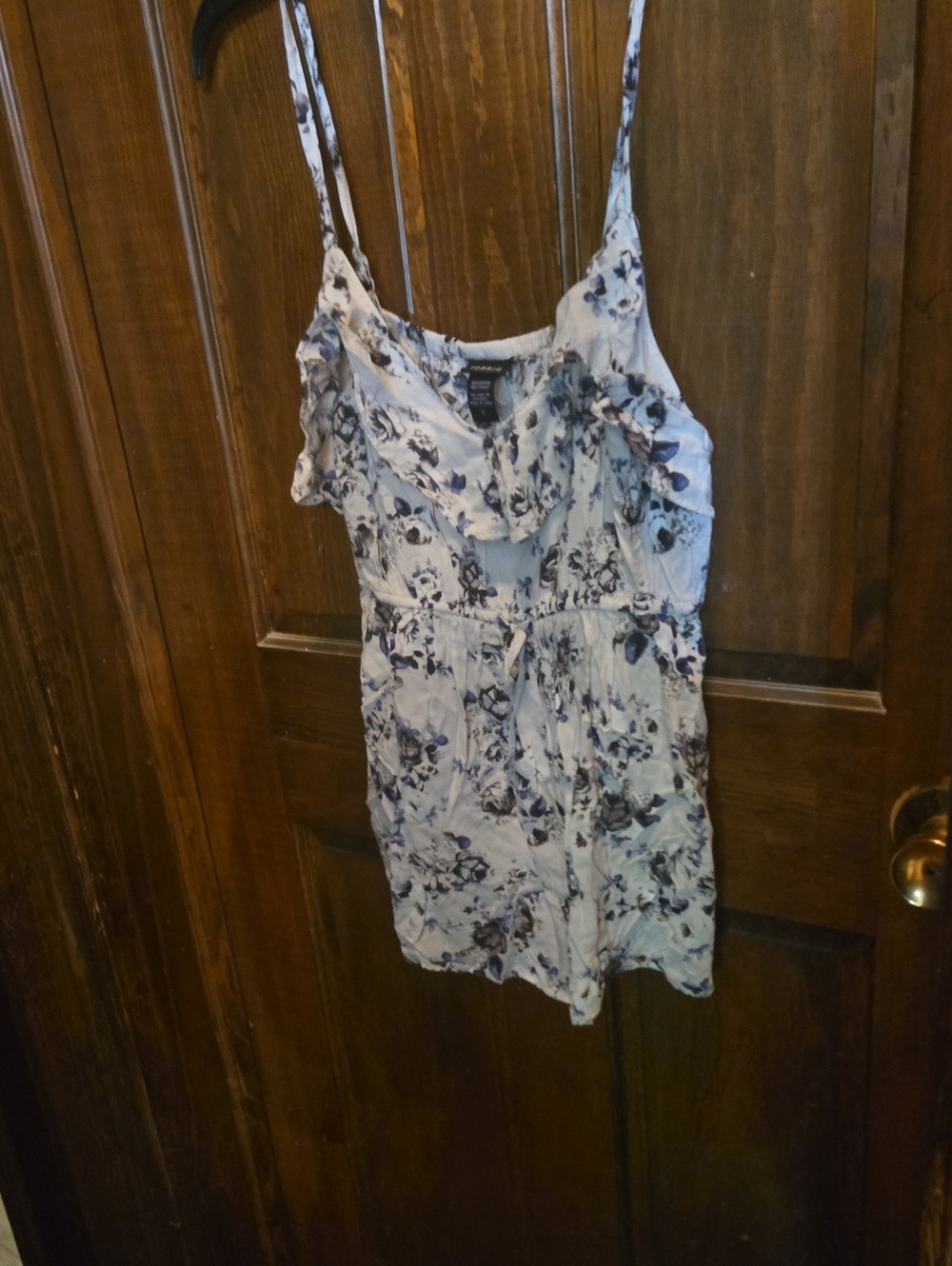 torrid Light Blue Floral Ruffle Spaghetti Strap Top